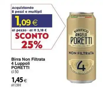 Docks Cash&Carry Birra Non Filtrata 4 Luppoli PORETTI offerta