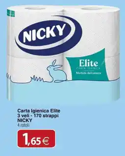Docks Cash&Carry Carta Igienica Elite 3 veli - 170 strappi NICKY offerta