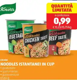 ALDI Knorr noodles istantanei in cup offerta
