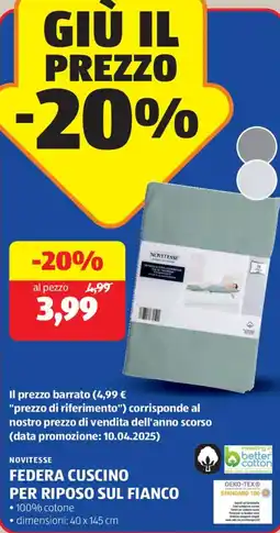 ALDI Novitesse federa cuscino per riposo sul fianco offerta