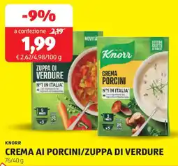 ALDI Knorr crema ai porcini/zuppa di verdure offerta