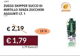 Prezzemolo e Vitale Zuegg skipper succo di mirtillo senza zuccheri aggiunti offerta
