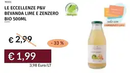 Prezzemolo e Vitale Le eccellenze p&v bevanda lime e zenzero bio offerta
