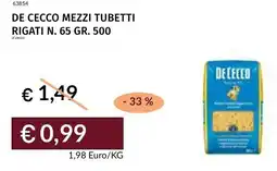 Prezzemolo e Vitale De cecco mezzi tubetti rigati N. 65 offerta