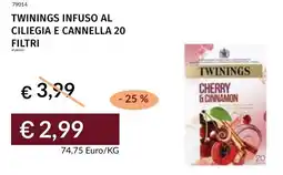 Prezzemolo e Vitale Twinings infuso al ciliegia e cannella 20 filtri offerta