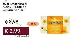 Prezzemolo e Vitale Twinings infuso di camomilla miele e vaniglia 20 filtri offerta