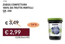 Prezzemolo e Vitale Zuegg confettura 100% da frutta mirtilli offerta