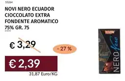 Prezzemolo e Vitale Novi nero ecuador cioccolato extra fondente aromatico 75% offerta
