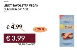 Prezzemolo e Vitale Lindt tavoletta vegan classica offerta