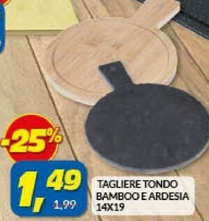 Tagliere tondo bamboo e ardesia