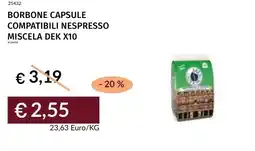 Prezzemolo e Vitale Borbone capsule compatibili nespresso miscela dek x10 offerta