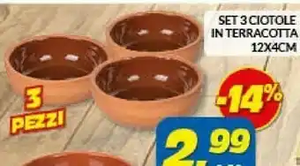 Risparmio Casa Set 3 ciotole in terracotta offerta
