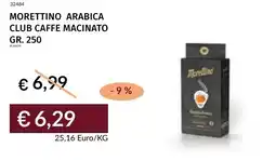 Prezzemolo e Vitale Morettino arabica club caffe macinato offerta