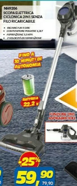 Risparmio Casa Nh9206 aspirapolvere senza filo senza sacchetto nero, blu, metallico offerta