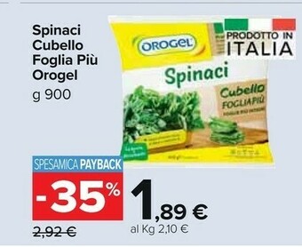 Carrefour Market Spinaci cubello foglia più i vegetali offerta