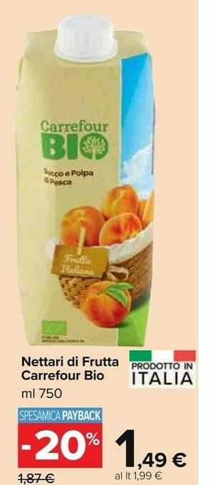 Carrefour Market Carrefour bio nettari di frutta offerta