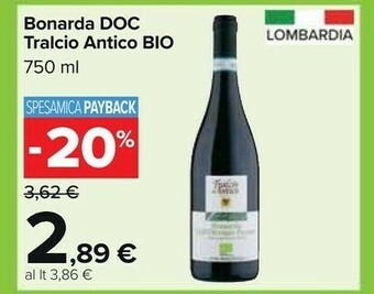 Carrefour Market Tralcio antico bonarda doc bio offerta