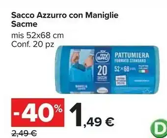 Carrefour Market Scame sacco azzurro con maniglie offerta