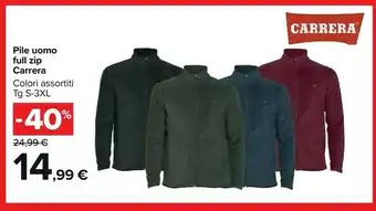 Carrefour Market Pile uomo full zip offerta