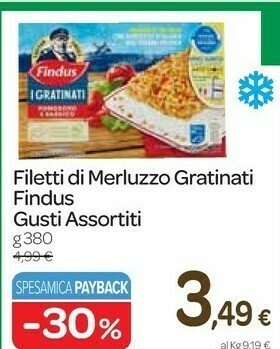 Carrefour Express Filetti gratinati di merluzzo d'alaska integrali 380 g(ml) offerta