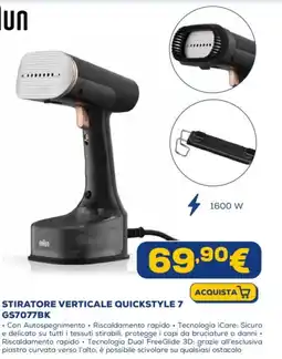 Euronics BRAUN STIRATORE VERTICALE QUICKSTYLE 7 GS7077BK offerta