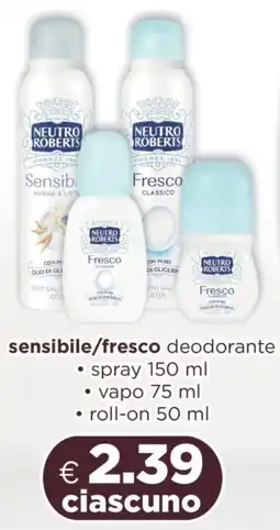 Acqua & Sapone NEUTRO ROBERTS sensibile/fresco deodorante offerta