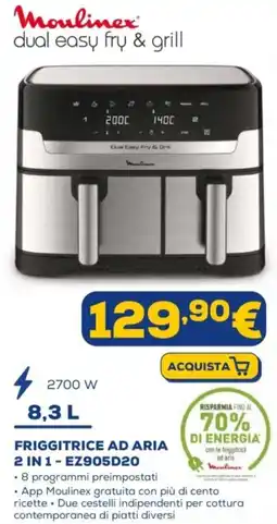 Euronics Moulinex FRIGGITRICE AD ARIA 2 IN 1 - EZ905D20 offerta