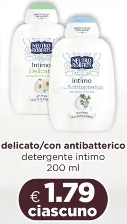Acqua & Sapone NEUTRO ROBERTS delicato/con antibatterico detergente intimo offerta