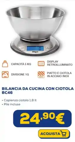 Euronics Higo bilancia da cucina con ciotola BC46 offerta
