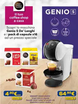 Euronics Scopri la macchina Genio S De'Longhi e i pack di capsule x16 offerta
