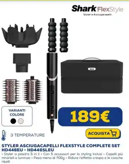 Euronics Shark STYLER ASCIUGACAPELLI FLEXSTYLE COMPLETE SET HD446EU - HD446SLEU offerta