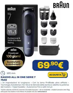 Euronics BRAUN RASOIO ALL IN ONE SERIE 7 7540 offerta