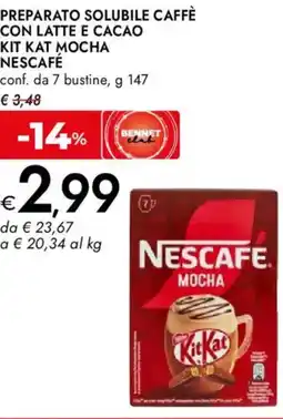 Bennet Preparato solubile caffè con latte e cacao kit kat mocha NESCAFÉ conf. da 7 bustine offerta