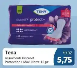 Acqua & Sapone Tena Assorbenti Discreet Protection+ Maxi Notte 12 pz offerta