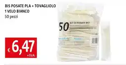 Galassia Bis posate pla + tovagliolo 1 velo bianco offerta
