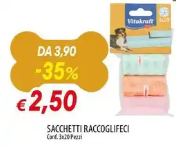 Galassia Vitakraft Sacchetti raccoglifeci conf. 3x20 pezzi offerta