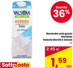 Eurospar Bevanda soia gusto Morbido Valsoia Bontà e Salute offerta