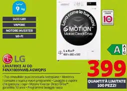 Comet LG LAVATRICE AI DD F4NX1009NWB.AGWQPIS offerta