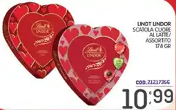 Eurocash Lindt lindor scatola cuore al latte/ assortito offerta