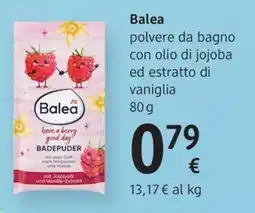 dm drogerie markt Balea polvere da bagno con olio di jojoba ed estratto di vaniglia offerta