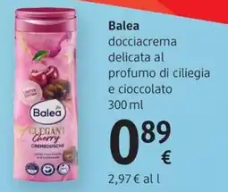 dm drogerie markt Balea docciacrema delicata al profumo di ciliegia e cioccolato offerta