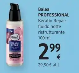 dm drogerie markt Balea Professional Keratin Repair fluido notte ristrutturante offerta
