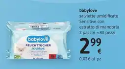 dm drogerie markt babylove salviette umidificate Sensitive con estratto di mandorla offerta