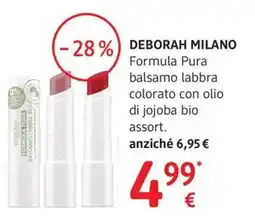 dm drogerie markt DEBORAH MILANO Formula Pura balsamo labbra colorato con olio di jojoba bio offerta