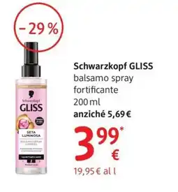 dm drogerie markt Schwarzkopf GLISS balsamo spray fortificante offerta