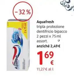 dm drogerie markt Aquafresh tripla protezione dentifricio bipacco offerta