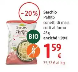 dm drogerie markt Sarchio Paffito conetti di mais cotti al forno offerta