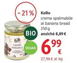 dm drogerie markt KoRo crema spalmabile al banana bread offerta