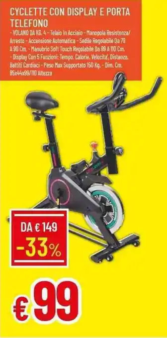 Galassia Cyclette con display e porta telefono offerta