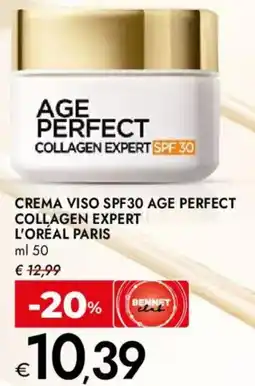 Bennet Crema viso spf30 age perfect collagen expert L'OREAL PARIS offerta